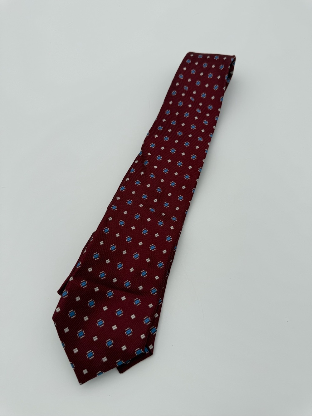 Jos A Bank Burgundy Geometric Silk Tie